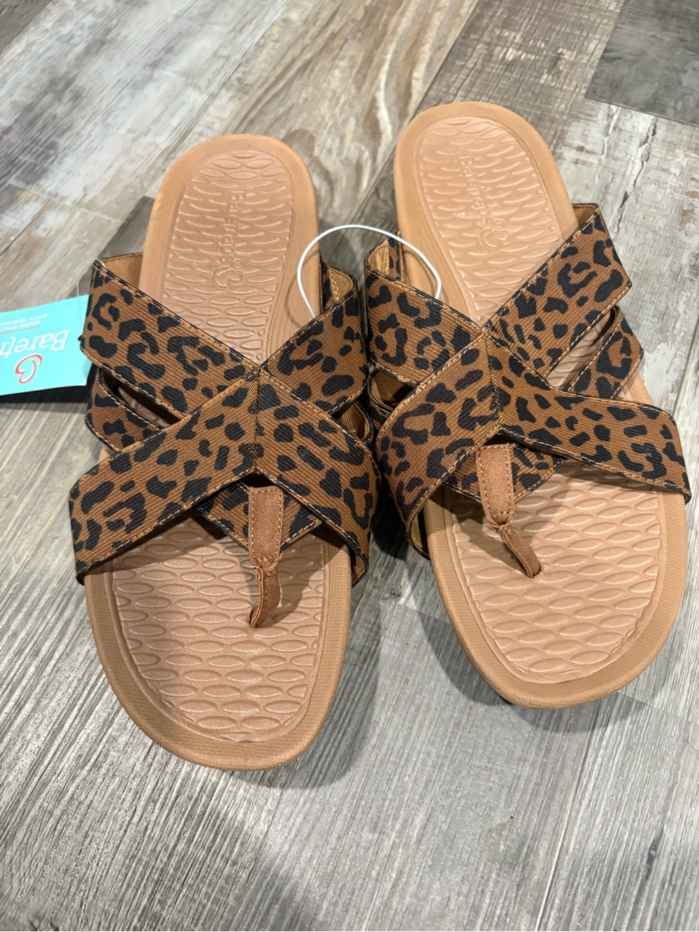 BareTraps Leopard-Print Cross-Strap Sandals - Brown/Tan